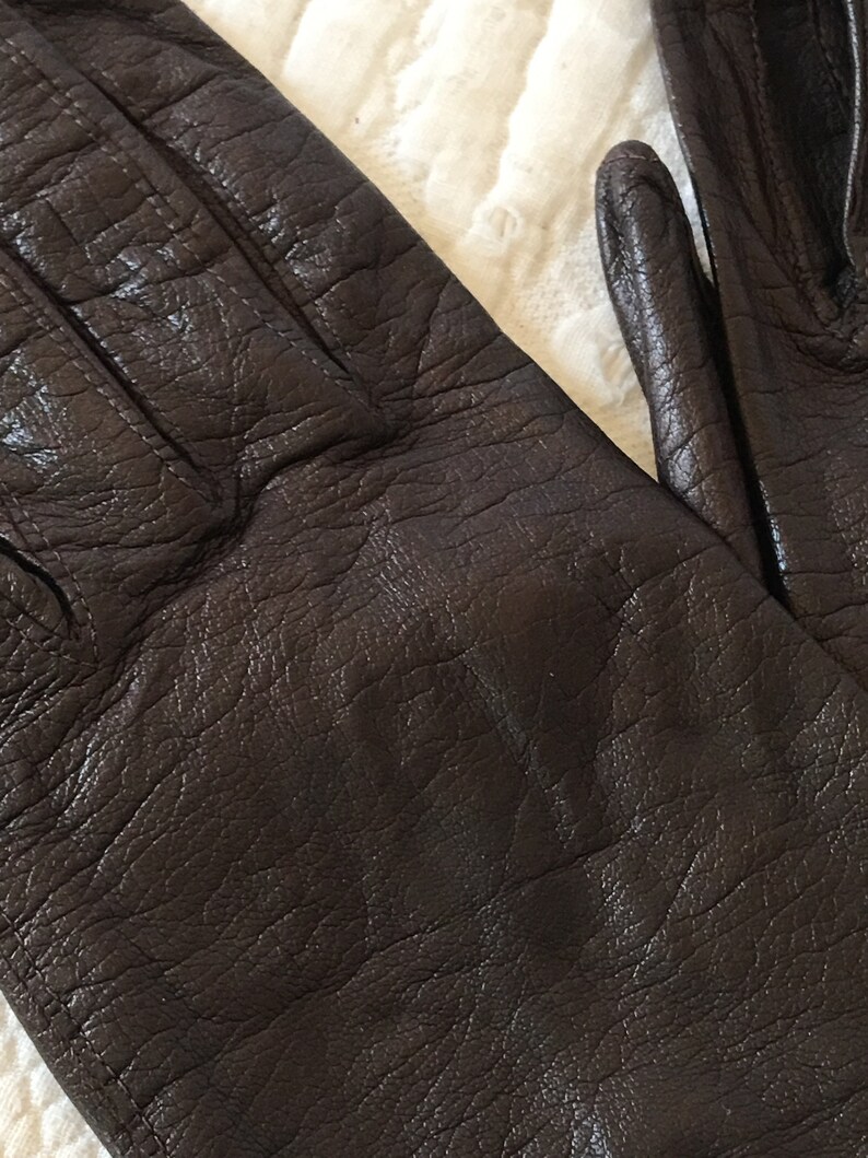 Pure Silk Lining Gloves by Superb Size 6 12 Vintage Brown Leather Gloves With Wrist Slit Vent Made in Italy.