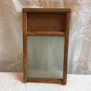 Antique Victory No. 508 Glass Washboard. National Washboard Company. Wood Frame with Glass Scrub Board. Chicago Memphis.