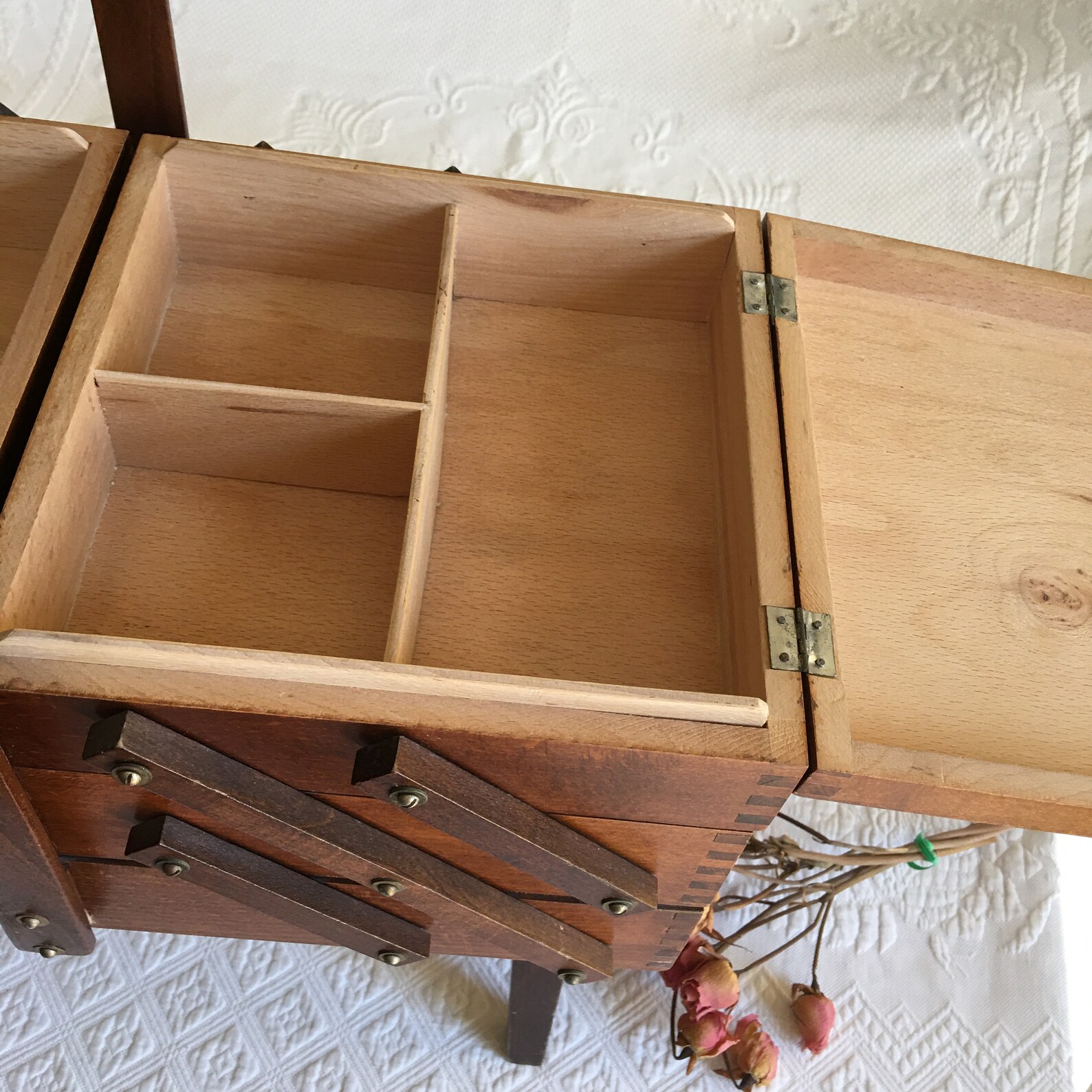 Vintage Wood Sewing Box With Top Handle and Four Legs. Etsy