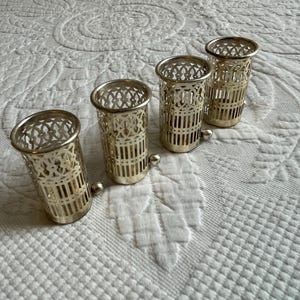 Vintage Toothpick Holder. Openwork Silver Plate Toothpick Holder. Card Holder Attached to Side Bottom.
