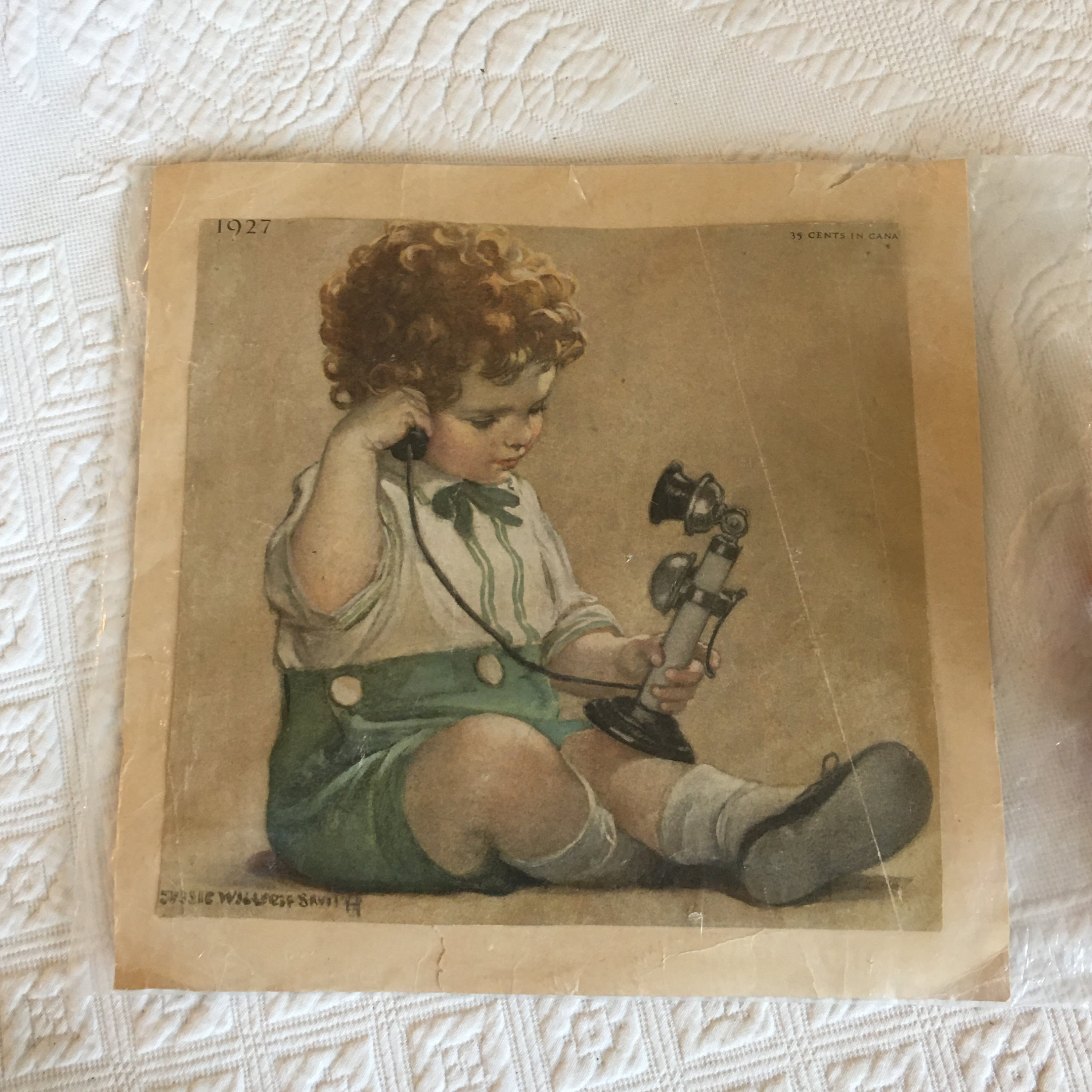 Vintage 1927 Impresión de un niño en el Cutie de pelo