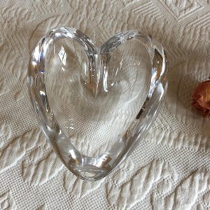 Vintage Glass Heart Shaped Dish. Pillow Style Heart Bowl for Trinkets and Jewelry. The Bowl is Lovely.