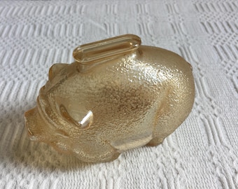 Vintage 1960s Gold Glass Piggy Bank. Pig is Textured and Smooth. Charming Piggy Bank. Choose Bank Perfect or One W/ a Couple Tiny Chips.