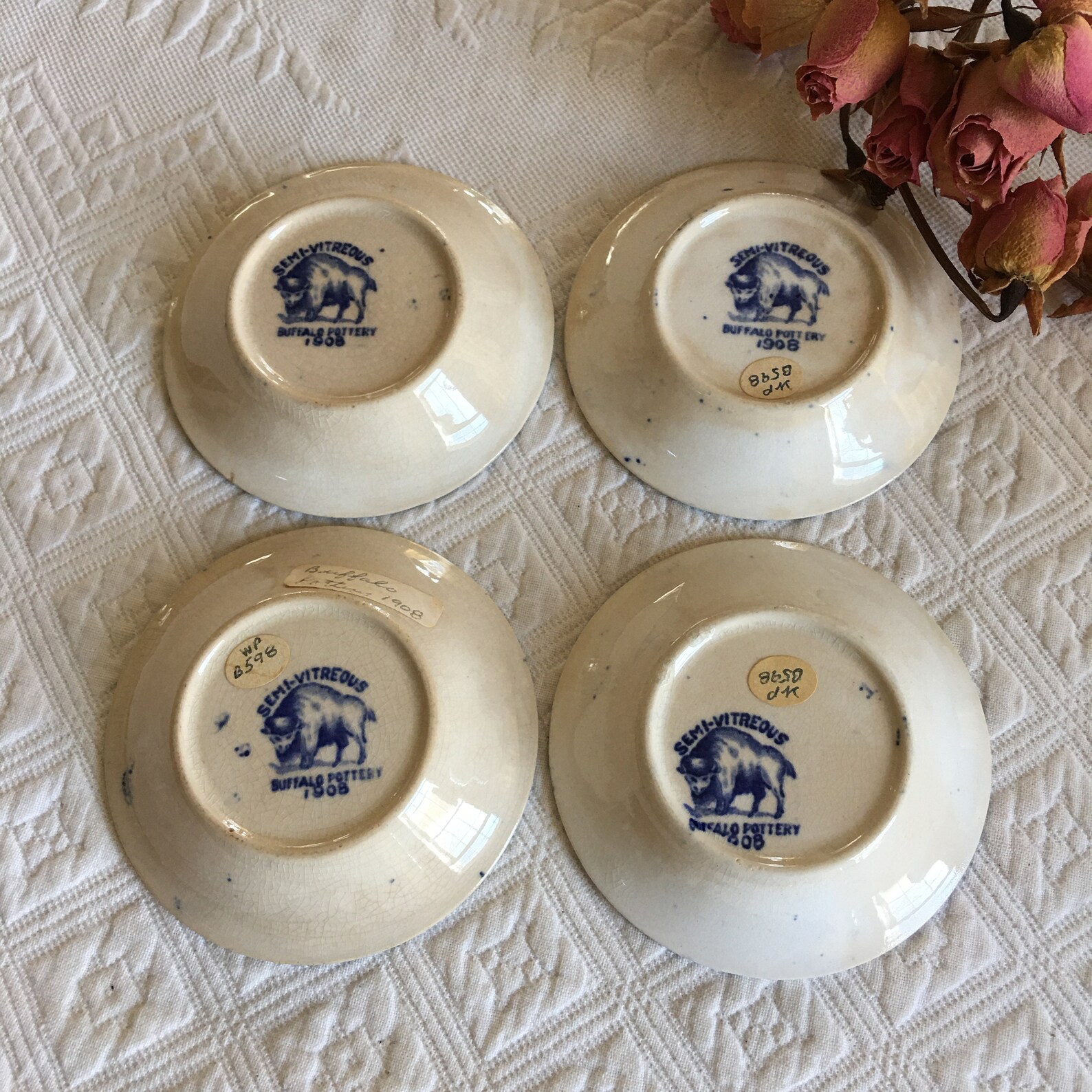 Antique 1908 Buffalo Pottery Small Teabag Plates. Etsy