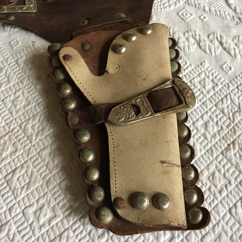 Vintage 1940s Leather Toy Gun Belt and Holster With Hobnails. Etsy
