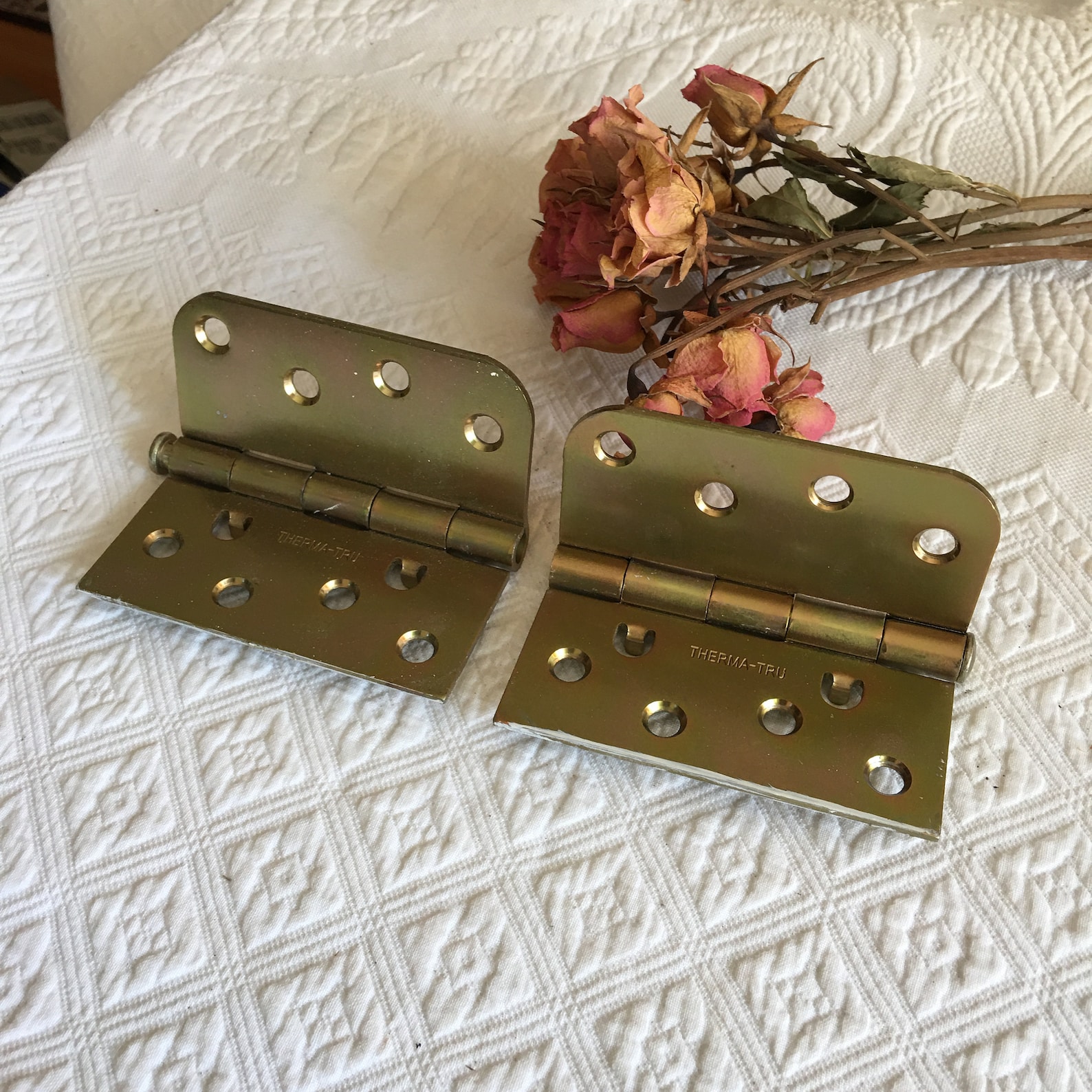 Vintage Door Hinges. Thermatru Gold Brass Hinges. 7 Pictures. Etsy