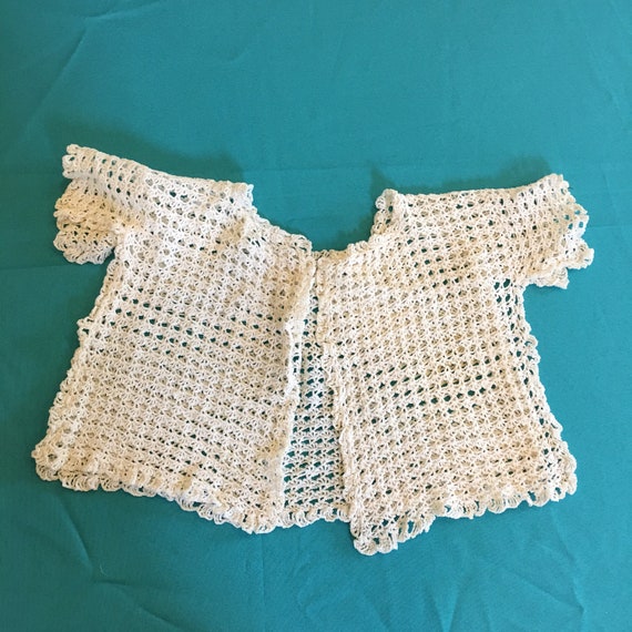 Vintage Cotton Crocheted Baby Sweater. Not Comple… - image 2