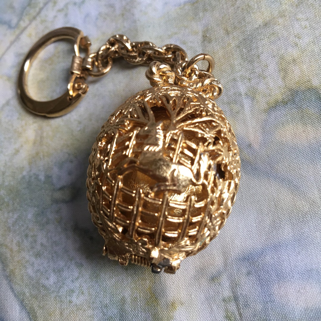 Vintage Corday Unicorn Perfume Locket Keychain. Mid Century Cage Egg ...