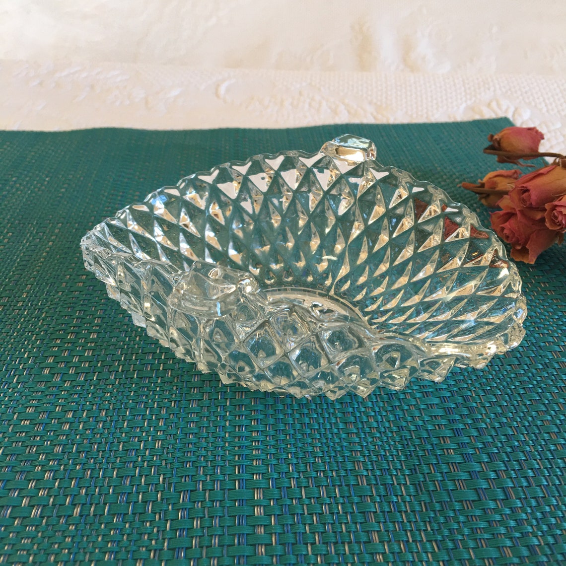 Vintage Clear Crystal Oval Candy Dish With Side Handles. Etsy