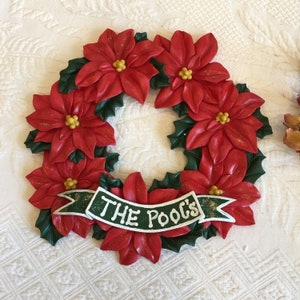 Vintage Poinsettia Poly Composite Wreath that Can be Personalized. MSR Imports, Inc.