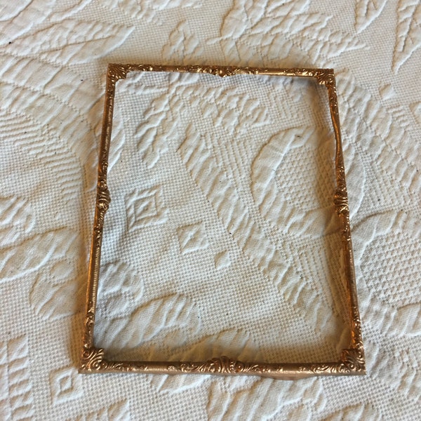 Antique Tintype Gold Ring for 4 1/4" X 5 1/2" Gold Picture Frame Insert. Corner and Middle Side Fancy Designs Plus Light Ridges Between.