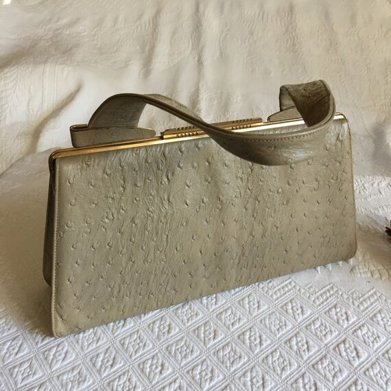 Vintage 1960s Ostrich Leather Purse By Triangle N… - image 1