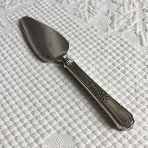 Può includere: Un servizio per torta in argento con un manico decorato. Il manico è decorato con un motivo floreale.