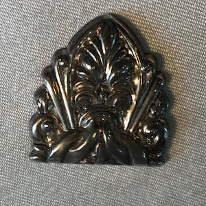 Vintage Princess Feather Scarf Ring. Silver Plate Fancy Molded Designs with Curly Cues and Stylish Lines.