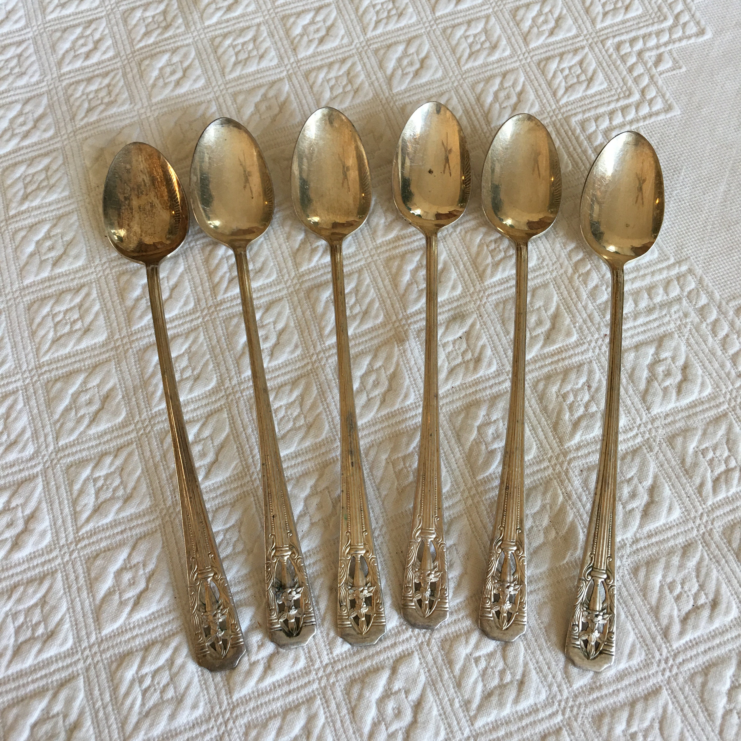 Vintage 6 Iced Tea Spoons. Harmony House Plate AA Marking. Etsy