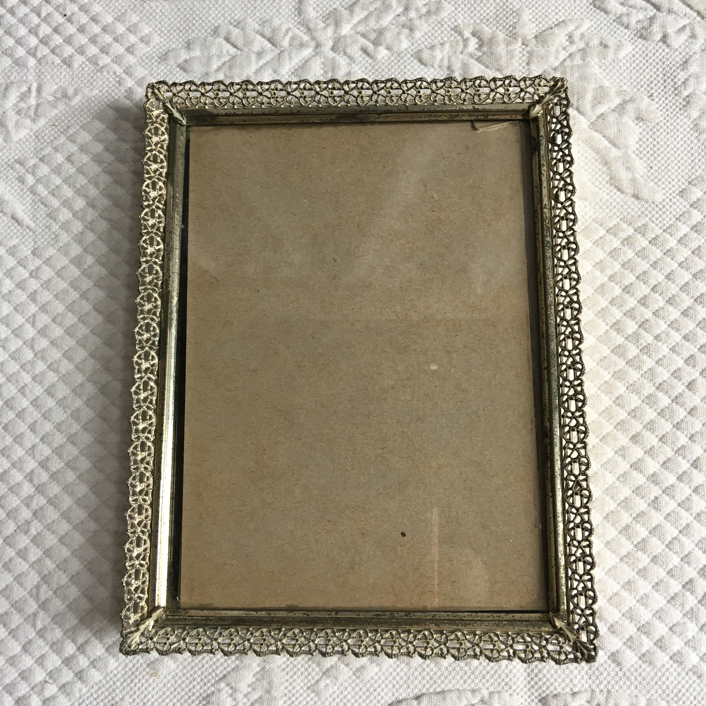 Vintage 1950s Openwork Brass Gold Metal Openwork Frame. Charming