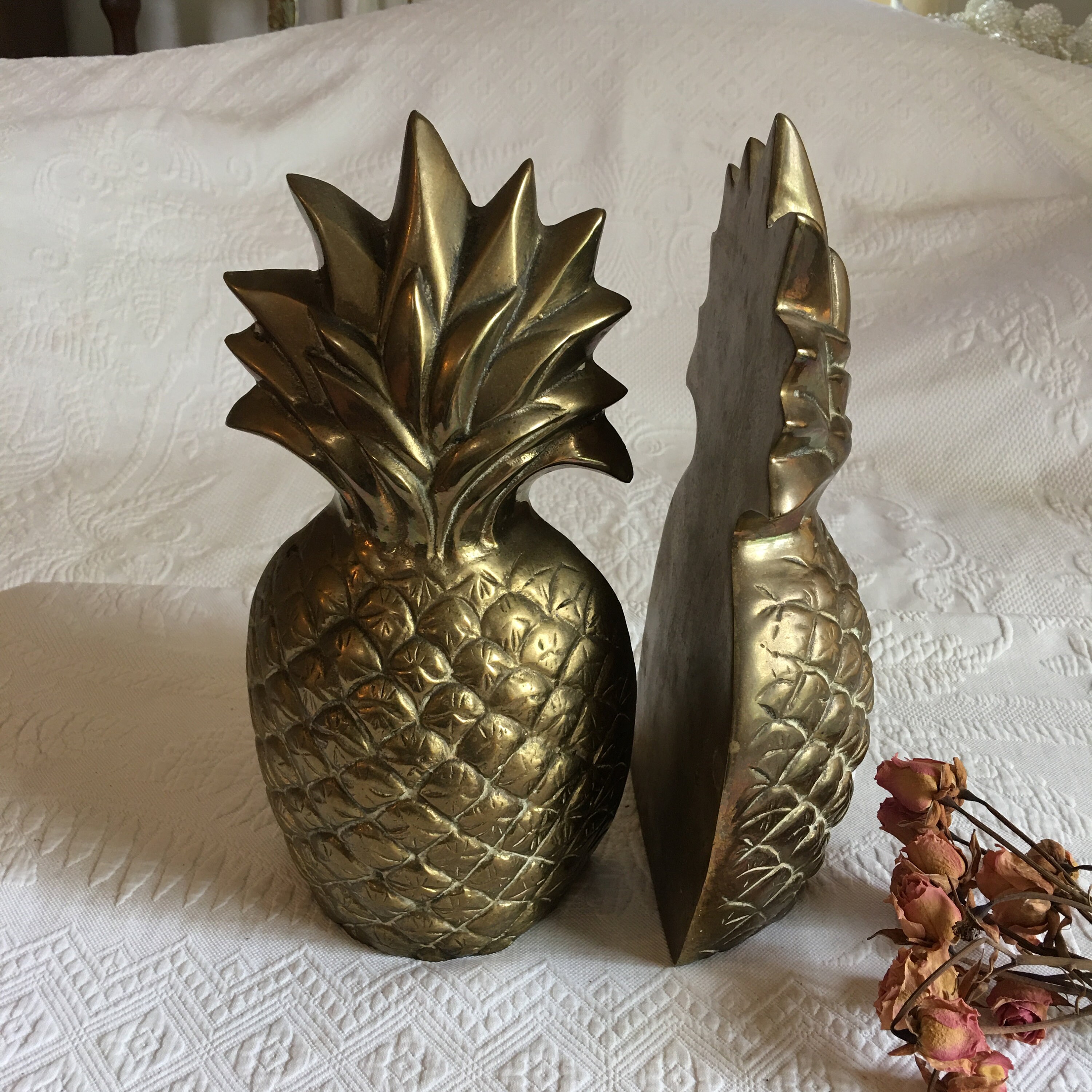 Vintage Solid Brass Pineapple Bookends/Door Stops. The Etsy