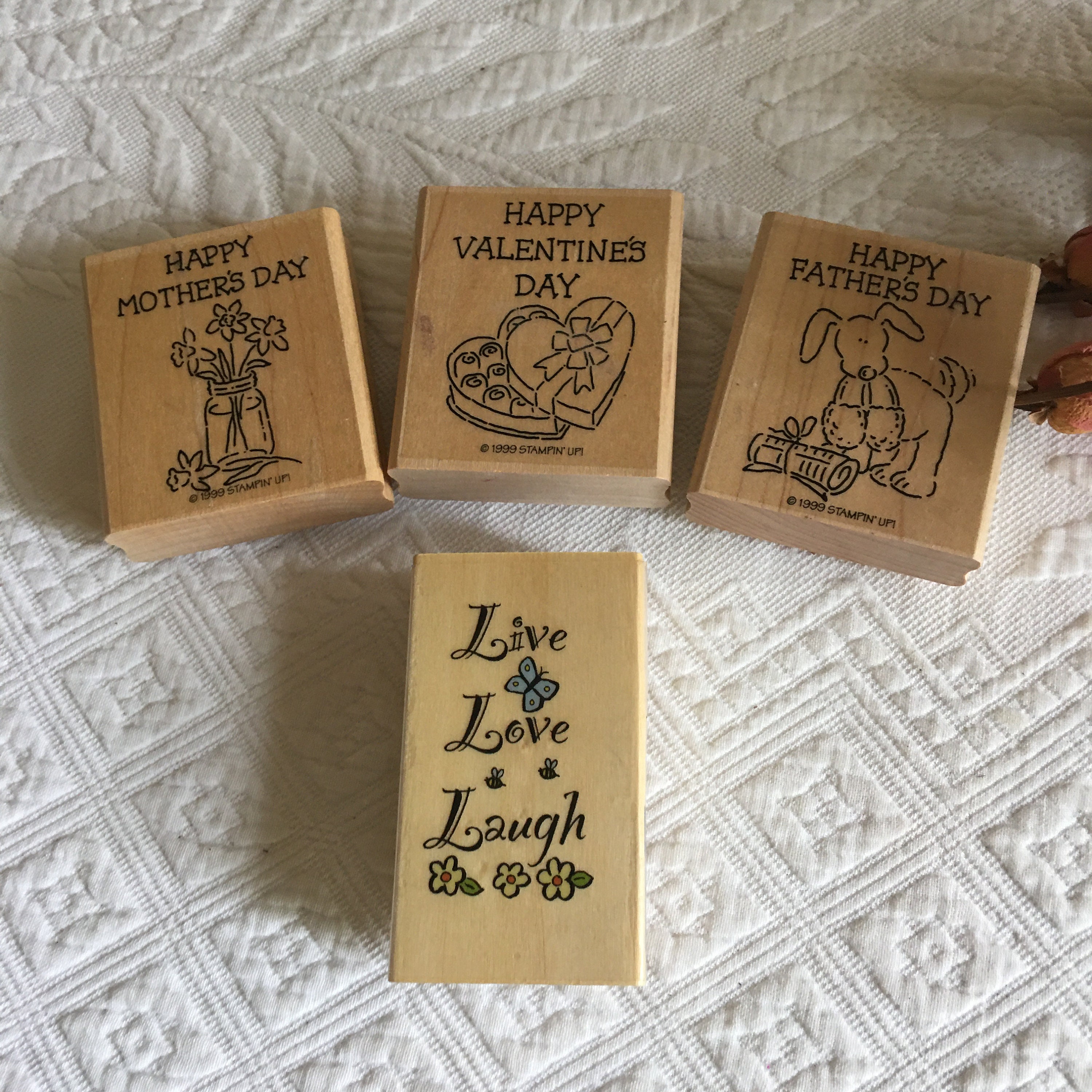 Vintage Rubber Stamps. Set of 4 Rubber Stamps. Live Love & Etsy