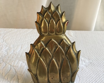 Vintage Gold Brass Door Knocker. Artichoke Design. Can be Used as a Tabletop Ornament with Knocker as Stand.