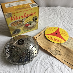 Vintage Vita-Saver Food Steamer. Great for Vegetables, Hot Dogs, Frozen Foods, Sea Food and Leftovers. Stainless Steel Steamer.