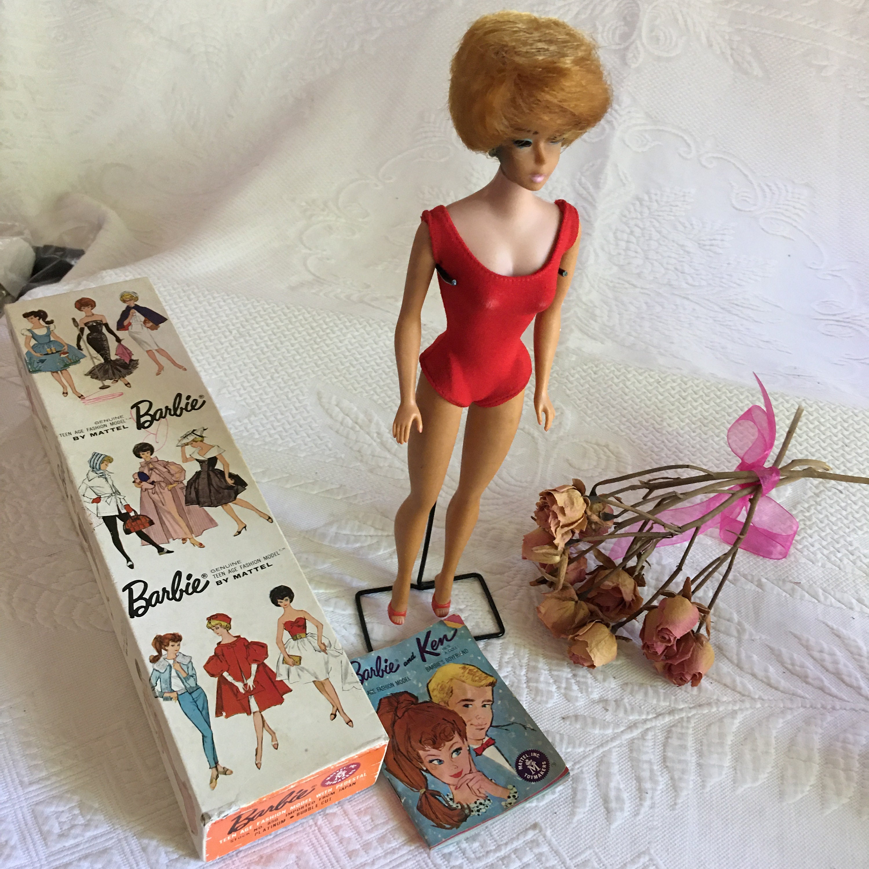 Vintage 1962 Barbie Teen Age Fashion Model Doll Pedestal By Mattel Stock No 850