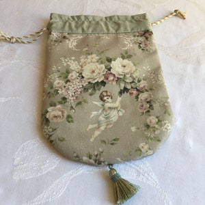 Handmade Cotton and Silk Reticule With Artist Designed Fabric, White ...