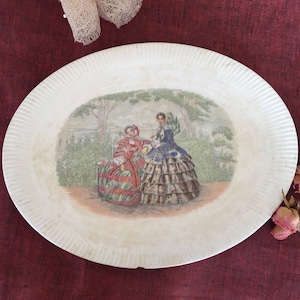 Vintage Plate. Godey Prints Plater. Victory, Salem China Company. Godey Ladies on the Plate.