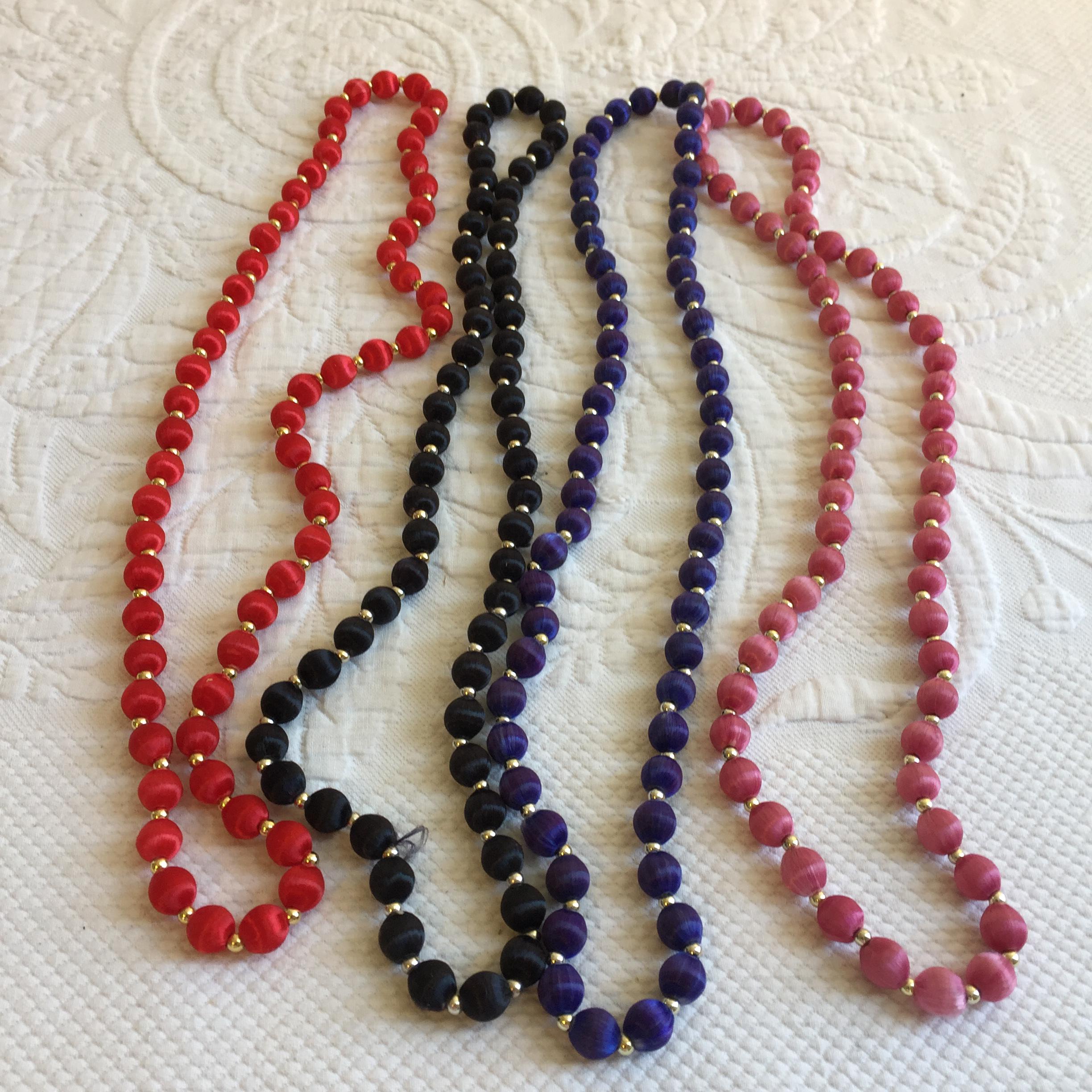 Vintage 1940s Silk Thread Covered Beads. Choose Black, Blue, Pink or ...