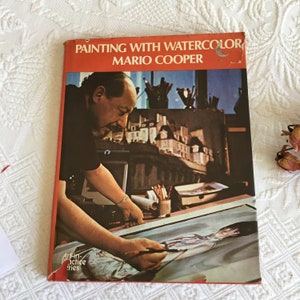 Vintage 1971 Libro, Pintura con acuarela Mario Cooper. Serie De Arte en Práctica. Libros Galahad, 143 Páginas.