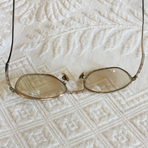 Vintage 1960s Wire Rim Eye Glasses in Gold. Ear Piece… Gem