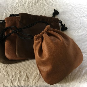 Handmade Faux Leather Drawstring Purse or Bag. Cotton Lining and Cord Drawstring. Choice of Colors. Charro Style, Great for Mans Essentials.