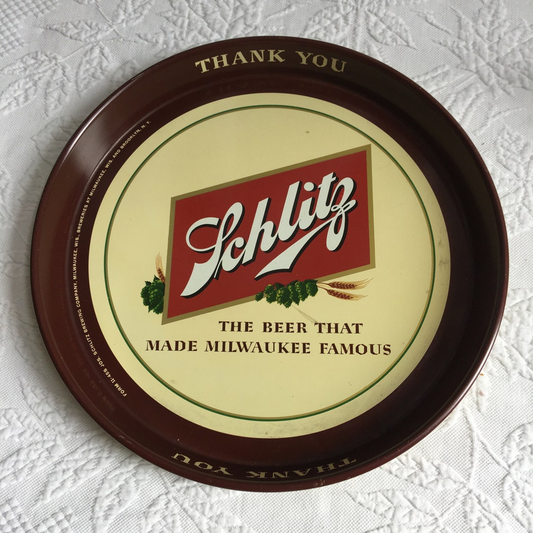 Vintage Beer Company Round Tray. Schlitz Brewing Co. in Brown Etsy