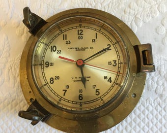 Vintage Chelsea Clock Co. Boston Porthole Clock. U. S. Maritime