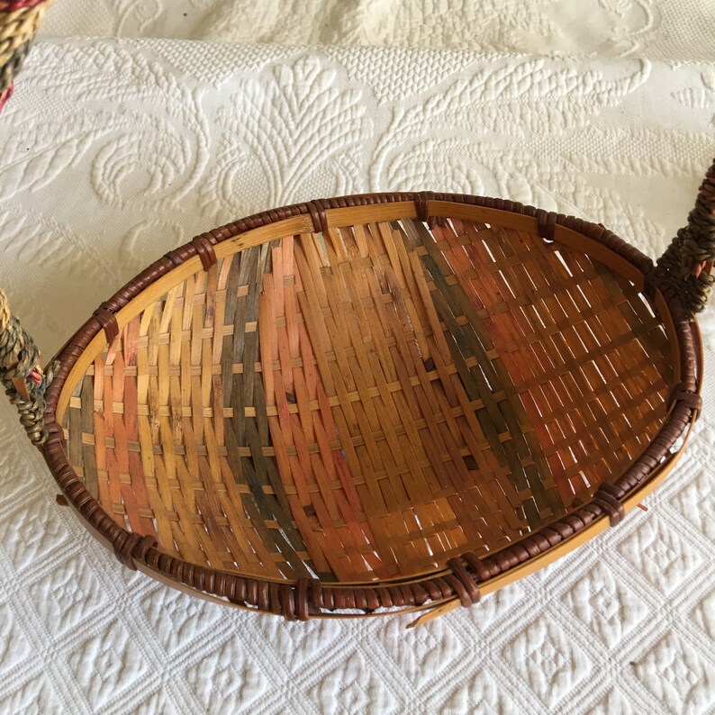 Good for Napkins or Fingertip Towels Vintage Dish Style Basket With top Handle Charming Basket.