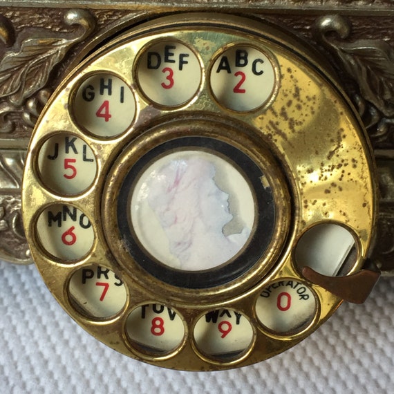 Vintage Imperial Brass and Ivory Fancy Ornate Rotary Telephone