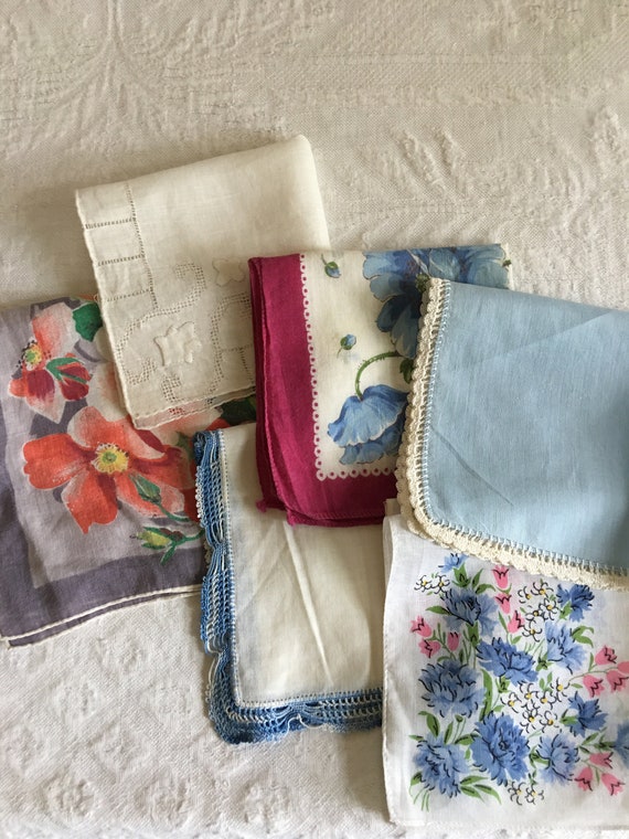 Vintage 6 Handkerchiefs Cotton & Linen Beautiful Crocheted | Etsy
