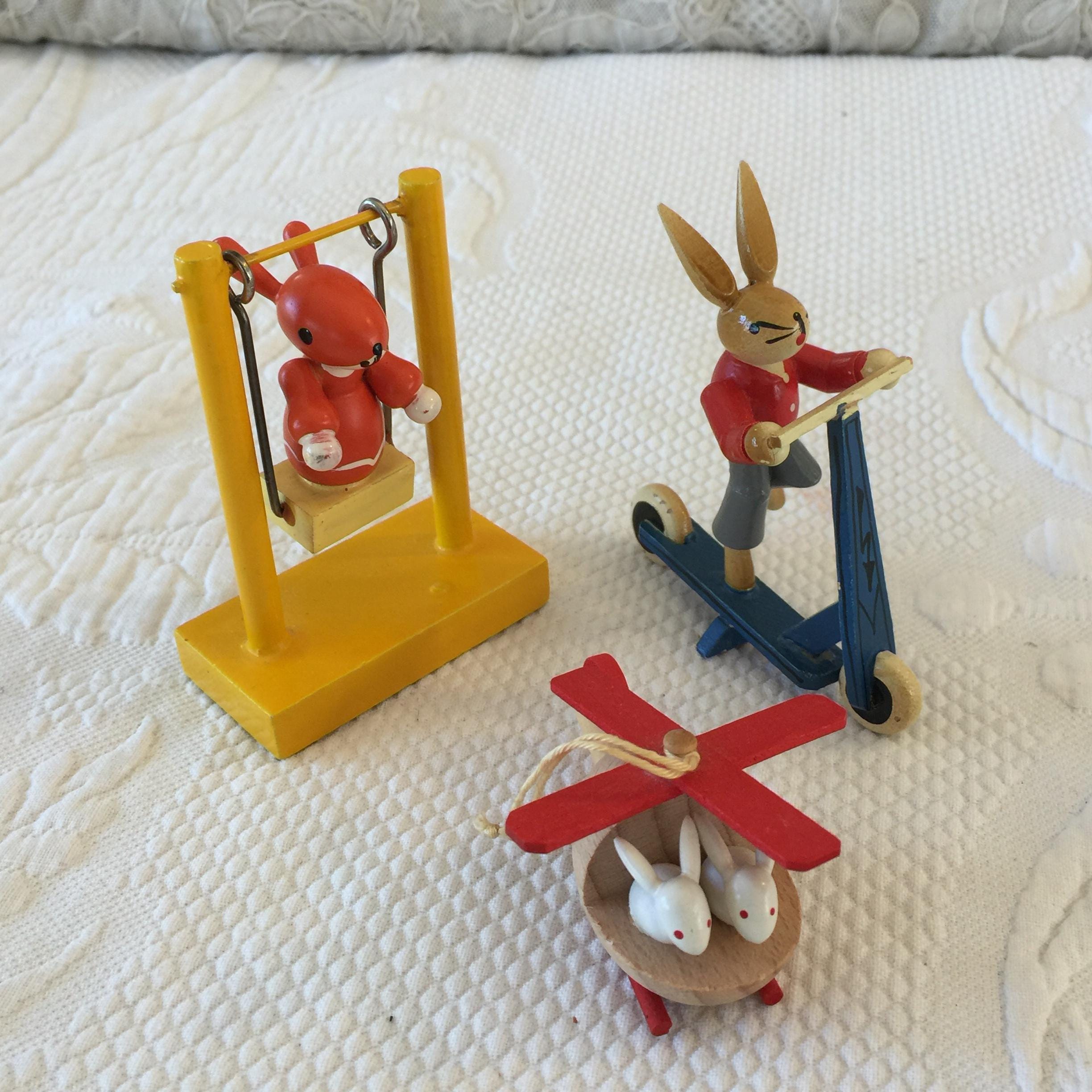 Vintage Steinbach Wooden Easter Toys With Rabbits. Choose Rabbit