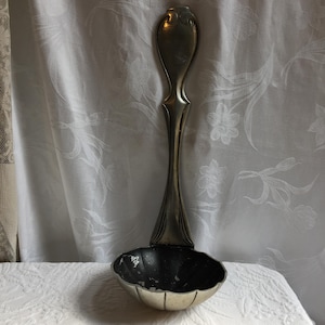 Vintage Cast Iron Wall Spoon Painted Silver to Look Like Silver Plate. Kitchen or Dining Room Wall Decoration. For Display and Hold Towels.