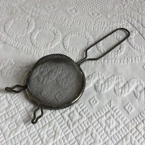 Vintage 1950s Strainer with Two Extensions to Lean on the Edge of a Bowl or Pot for Use. Great for Cooking and Canning.