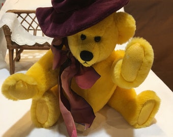 Vintage Fluffy Surprise Yellow Bear Toy: Vivid Imaginations, 1998