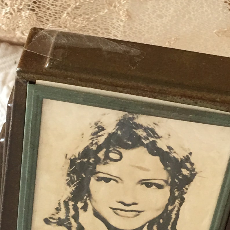 Art Deco Style Metal Desk Picture Frame With Slot in Bottom for Coins Old Picture In Frame. Vintage Picture Frame Bank