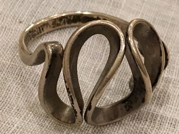 Vintage Sterling Silver Swirling Twists Ring. Han… - image 1