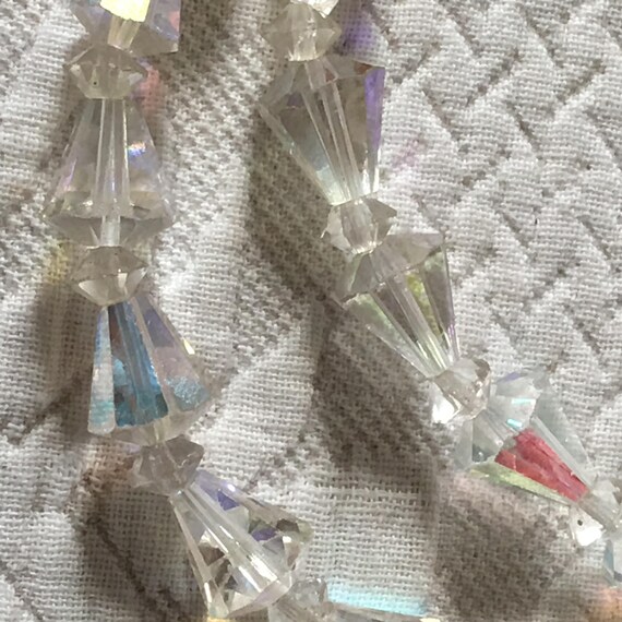 Vintage Cut Glass Crystal Bead Double Choker Necklace… Gem