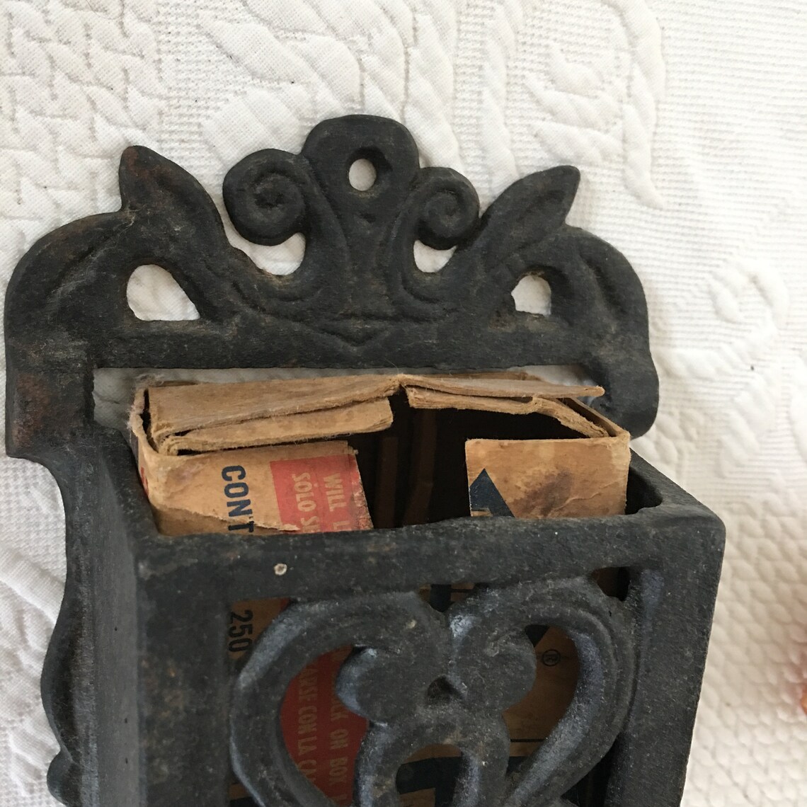 Antique Wall Cast Iron Match Box Holder. Openwork Decorative Etsy