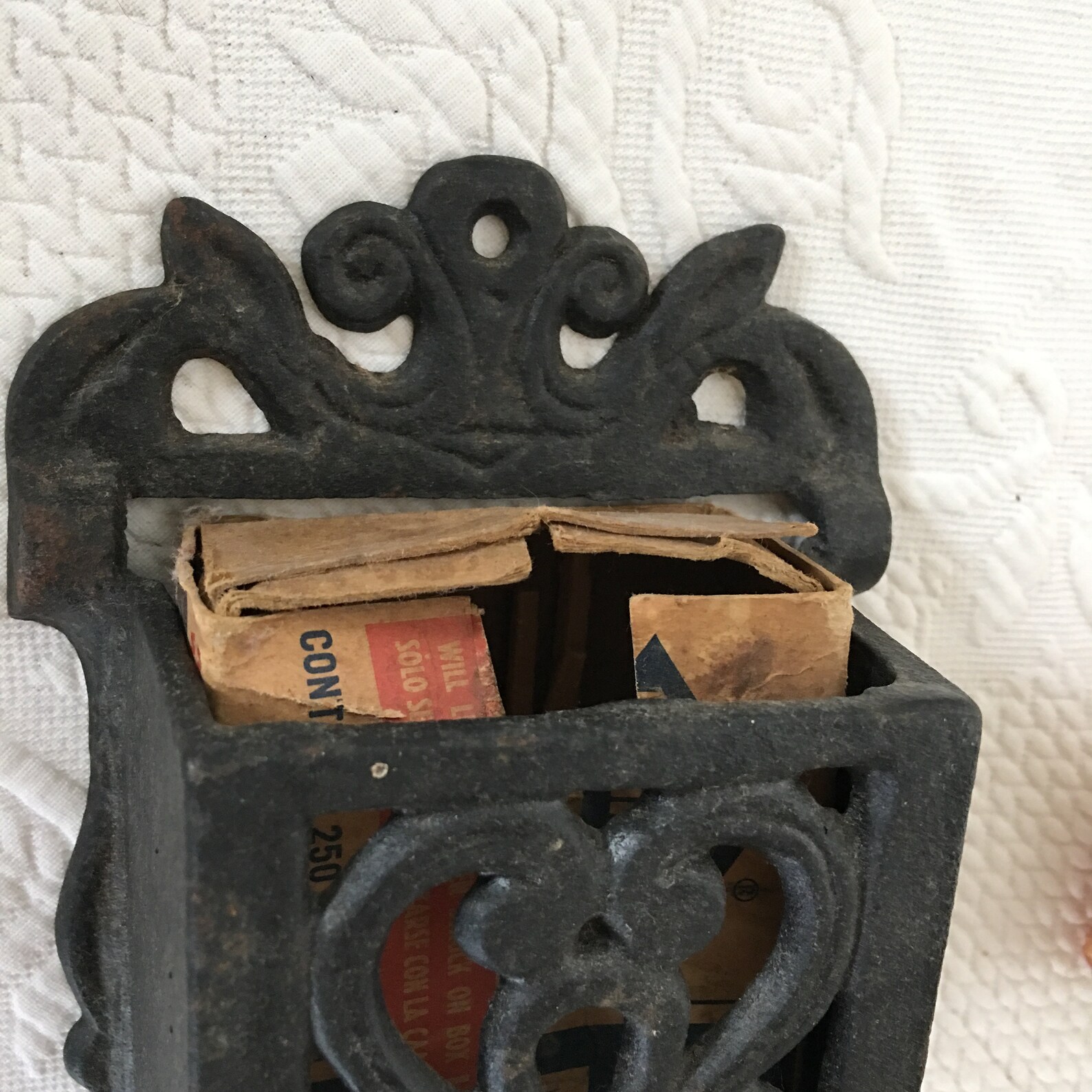Antique Wall Cast Iron Match Box Holder. Openwork Decorative Etsy