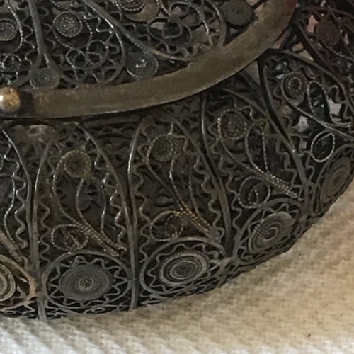 Antique Sterling Silver Filigree Oval Box. Very shops Feminine Wires in Swirling Designs and Spirals. Hinged and Latched. Beautiful and Feminine.