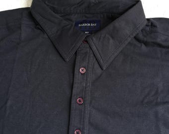 Vintage Harbor Bay XLT Herren-Arbeitshemd, marineblau, Kurzarm, 60 % Baumwolle, 40 % Polyester. Kann mit Monogramm personalisiert werden.