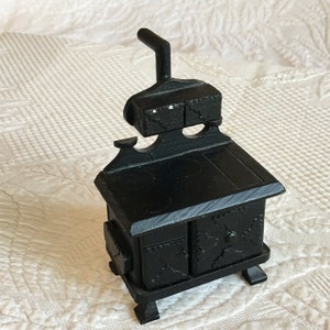 Vintage Miniature Kitchen Range. Cast Iron Look Wood Stove with Opening Doors in Front. Miniature Kitchen Range.
