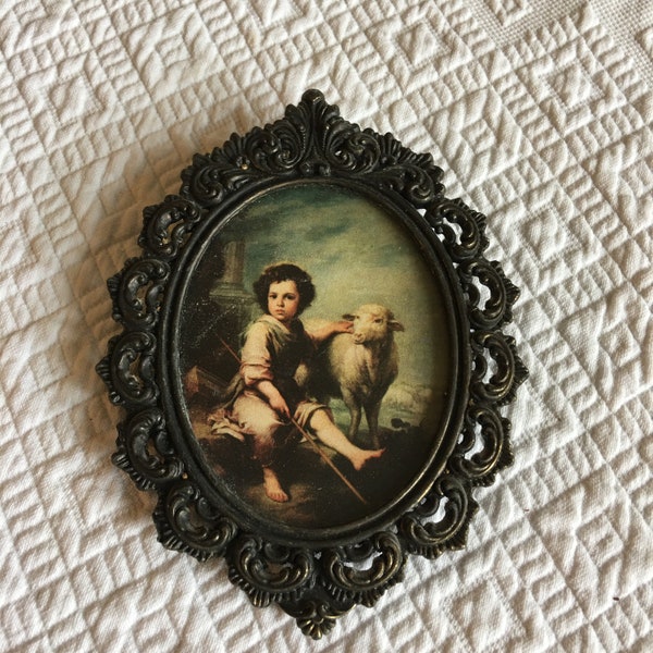 Victorian Oval Picture in Frame. Antiqued Gold Metal Frame in Victorian Style. Choose Your Picture. Action. Made in Italy. Ring to Hang.