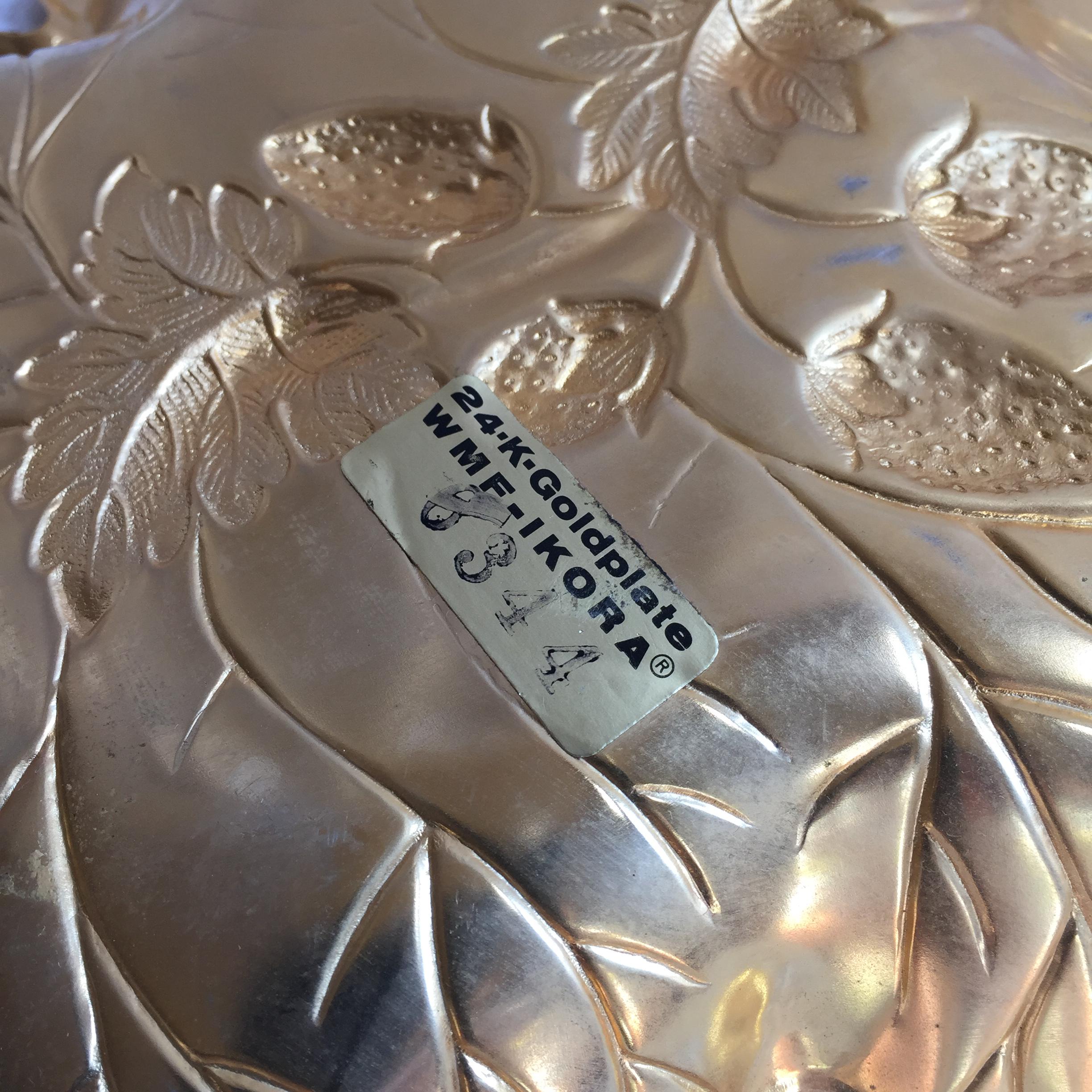 Vintage 24-K Goldplate WMF-IKORA Strawberrys Molded in Large Gold 